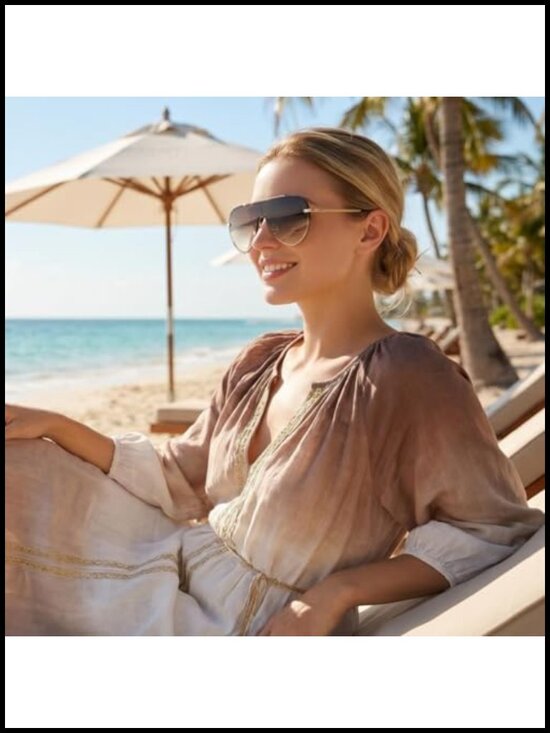 Oversized Shield Sunglasses Women Stylish UV Protection Large Frame Shades main image 5